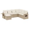 vidaXL 7-tlg. Garten-Sofagarnitur mit Kissen Beige Poly Rattan