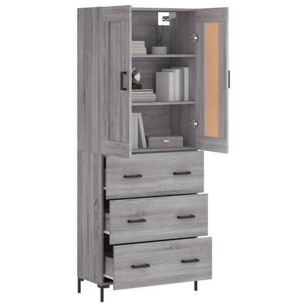 vidaXL Highboard Grau Sonoma 69,5x34x180 cm Holzwerkstoff