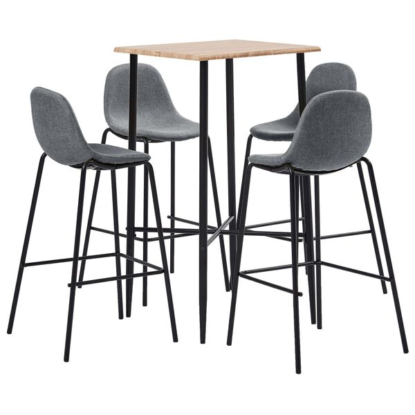 vidaXL 5-tlg. Bar-Set Stoff Hellgrau