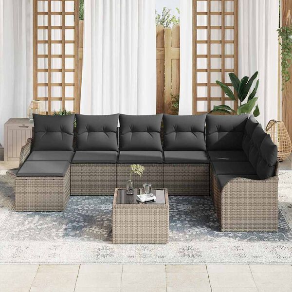 vidaXL Gartensofa-set Grau Poly-Rattan