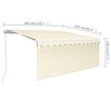 vidaXL Markise Manuell Einziehbar mit Rollo 3x2,5 m Creme