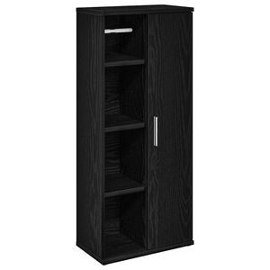 vidaXL Badezimmerschrank mit Rollenhalter Schwarz 39x22x90 cm