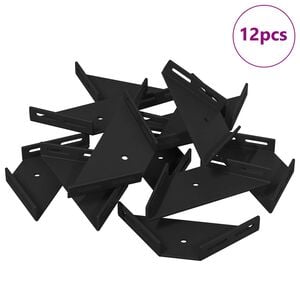 vidaXL Eckhalter 12 pcs Schwarz 138,5 x 50,5 x 16 mm Eisen
