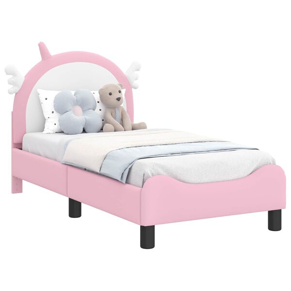 vidaXL Kinderbettgestell mit Kopfteil mit Kopfteil Rosa 70 x 140 cm PU