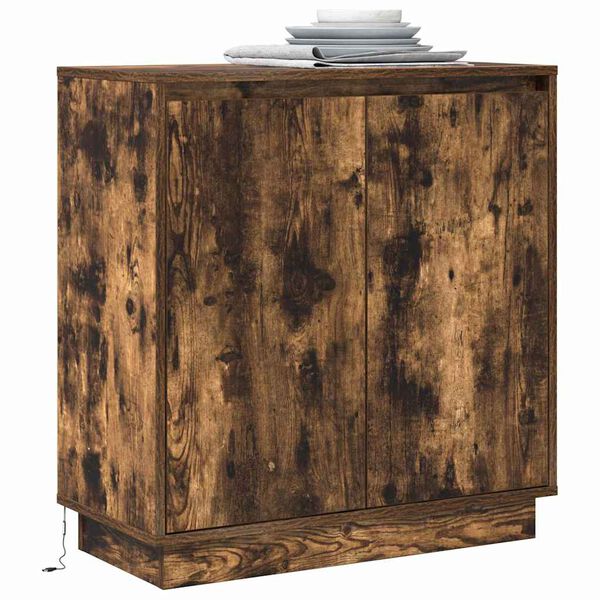 vidaXL LED-Sideboard Ger&auml;ucherte Eiche 71 x 34,5 x 75 cm Holzwerkstoff