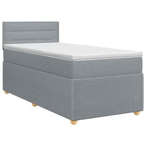 vidaXL Boxspringbett mit Matratze Hellgrau 80 x 200 cm Stoff