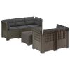 vidaXL 5-Sitzer Gartensofa mit Kissen Rattan-Look PP Hellgrau
