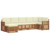 vidaXL Ecksofa Set mit Kissen 7 pcs Natur und Creme Massivholz Akazie