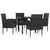 vidaXL 5-tlg. Garten-Essgruppe Schwarz Poly Rattan und Stahl