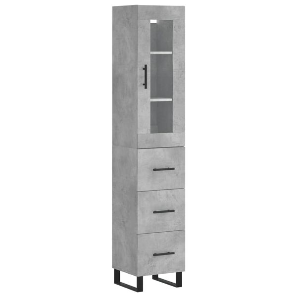 vidaXL Highboard Betongrau 34,5x34x180 cm Holzwerkstoff