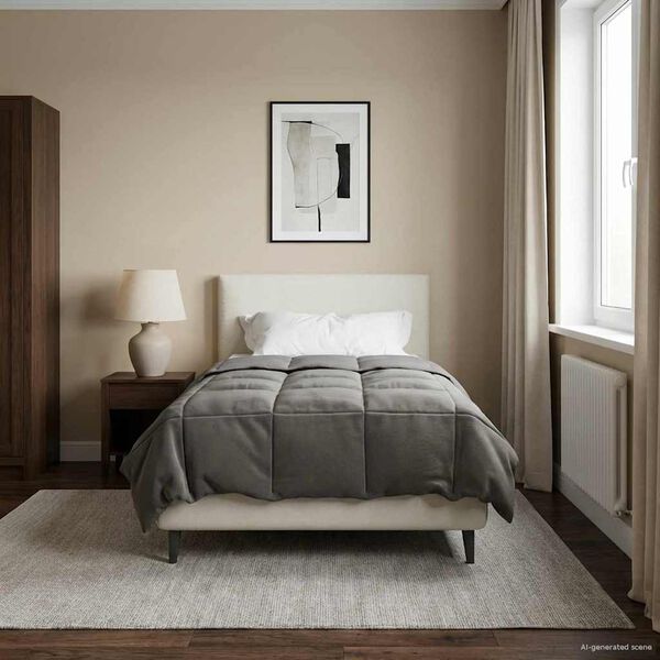 vidaXL Ganzjahresbettdecke Gepolstert Hellgrau 135 x 200 cm Mikrofaser