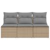 vidaXL Gartensofa mit Kissen 3-Sitzer Beige Poly Rattan