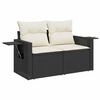 vidaXL Gartensofa-set mit Kissen 9 pcs Schwarz und Creme Poly-Rattan