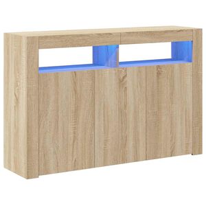 vidaXL Sideboard mit LED-Leuchten Sonoma-Eiche 115,5x30x75 cm