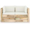 vidaXL 2-Sitzer Outdoor-Sofa mit Kissen Gr&uuml;n Impr&auml;gniertes Holz