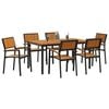 vidaXL Garten Essgruppe 7 pcs Schwarz Massivholz Akazie
