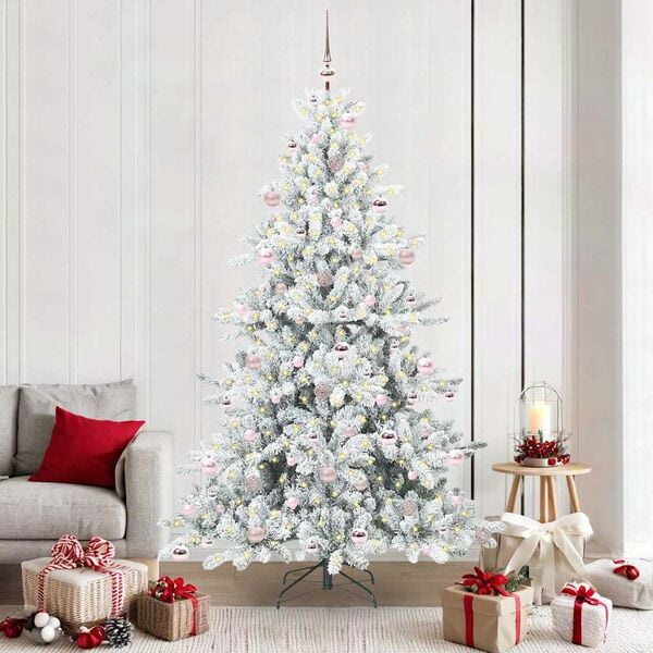 vidaXL K&uuml;nstlicher klappbarer Weihnachtsbaum Wei&szlig; 210 cm PVC und Stahl