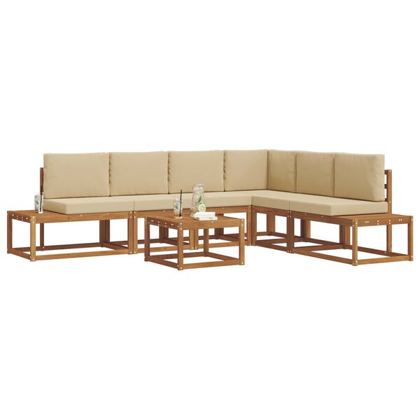 vidaXL Outdoor-Sofagarnitur mit Kissen 7 St&uuml;ck Natur und Beige