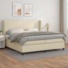 vidaXL Boxspringbett mit Matratze Creme 200x200 cm Kunstleder