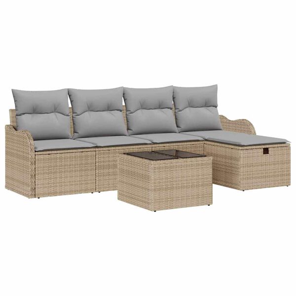 vidaXL Gartensofa-set mit Kissen 6 pcs Beige und Hellgrau Poly-Rattan