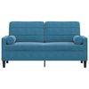 vidaXL 2-Sitzer-Sofa mit Zierkissen Blau 140 cm Samt