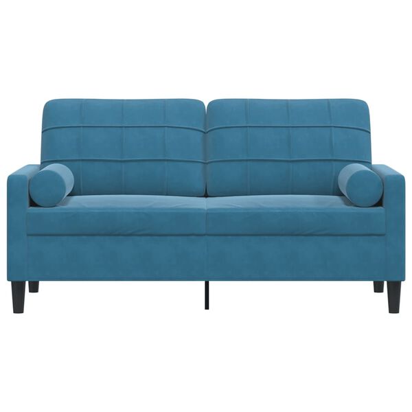 vidaXL 2-Sitzer-Sofa mit Zierkissen Blau 140 cm Samt