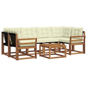 vidaXL Outdoor-Sofagarnitur mit Kissen 7 pcs Natur und Creme