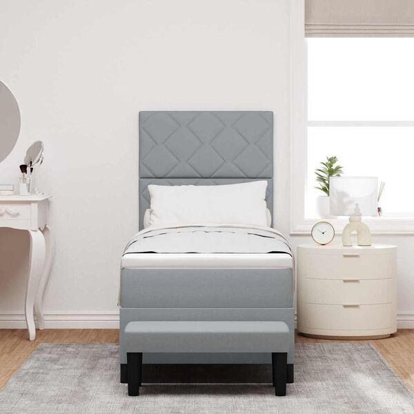 vidaXL Boxspringbett mit Matratze Hellgrau 80 x 200 cm Stoff
