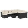 vidaXL 11-tlg. Garten-Sofagarnitur mit Kissen Schwarz Poly Rattan