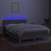 vidaXL Boxspringbett mit Matratze & LED Hellgrau 140x190 cm Stoff