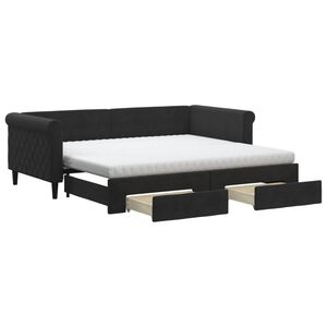 vidaXL Tagesbett Ausziehbar mit Schubladen Schwarz 90x190 cm Samt