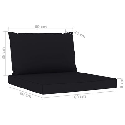 vidaXL 3-Sitzer-Gartensofa mit Schwarzen Kissen
