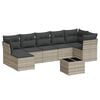 vidaXL 8-tlg. Garten-Sofagarnitur mit Kissen Hellgrau Poly Rattan