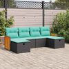 vidaXL 6-tlg. Garten-Sofagarnitur mit Kissen Schwarz Poly Rattan