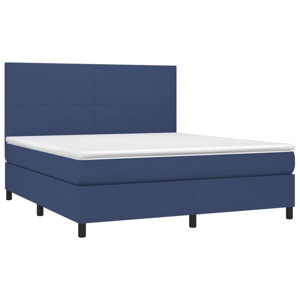 vidaXL Boxspringbett mit Matratze Blau 160x200 cm Stoff