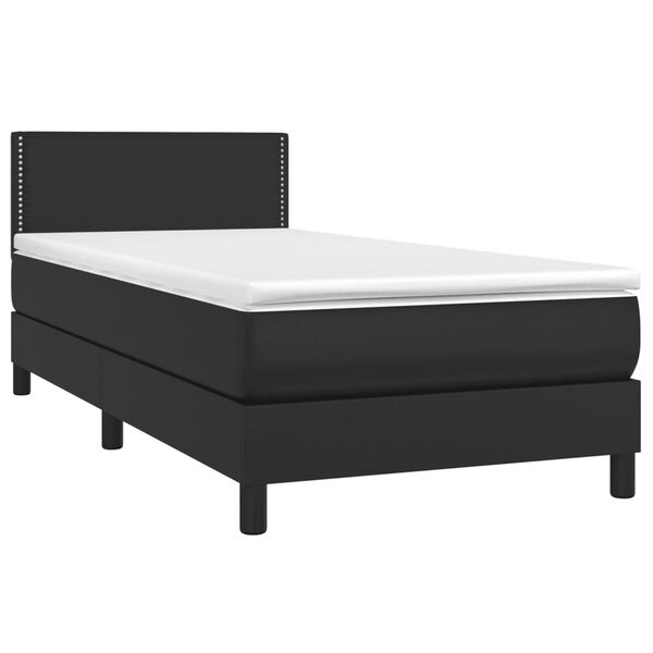 vidaXL Boxspringbett mit Matratze Schwarz 100x200 cm Kunstleder