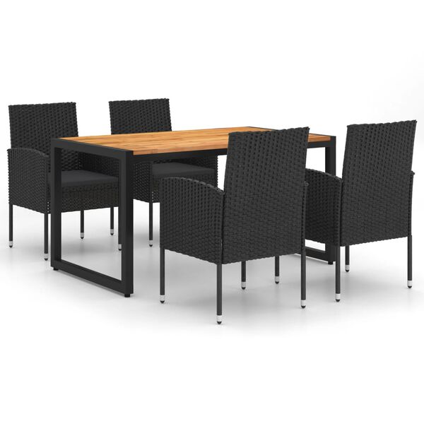 vidaXL 5-tlg. Garten-Essgruppe Schwarz
