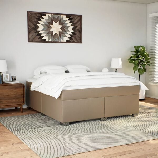 vidaXL Boxspringbett Matratze Cappuccino-Braun 180x200 cm Kunstleder