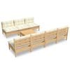 vidaXL 8-tlg. Garten-Lounge-Set mit Creme Kissen Kiefernholz