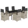 vidaXL 7-tlg. Garten-Essgruppe mit Kissen Hellgrau Poly Rattan