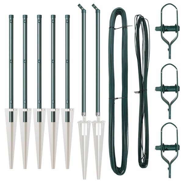 vidaXL Zaunpfosten 7 pcs Grün Ø32mm 60 cm Verzinkter Stahl