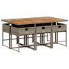 vidaXL 7-tlg. Garten-Essgruppe mit Kissen Grau Poly Rattan