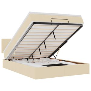 vidaXL Ottomane Bett mit Matratze & LEDs Creme 140x200 cm Stoff