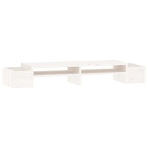 vidaXL Monitorst&auml;nder Wei&szlig; 100x27,5x15 cm Massivholz Kiefer
