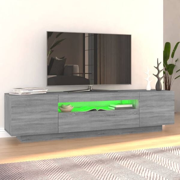 vidaXL TV-Schrank mit LED-Leuchten Grau Sonoma 160x35x40 cm