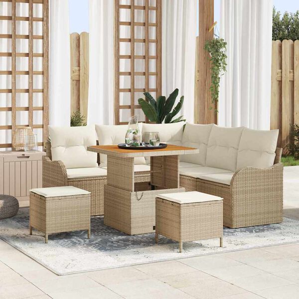 vidaXL Gartensofa-set mit Kissen 8 pcs Beige Poly-Rattan