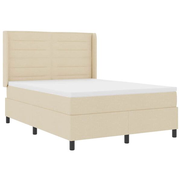 vidaXL Boxspringbett mit Matratze Creme 200 x 140 cm Stoff