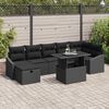 vidaXL Garten-Sofa-Set mit Kissen 8 pcs Schwarz Poly Rattan