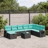vidaXL 8-tlg. Garten-Sofagarnitur mit Kissen Schwarz Poly Rattan