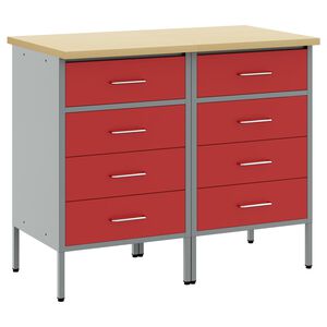 vidaXL Werkbank mit Schubladen 2 pcs Rot und Grau 100 x 55 x 85 cm